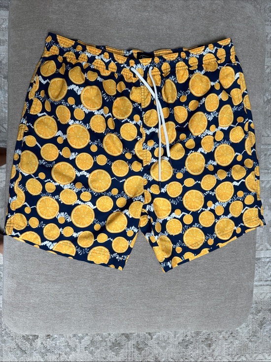 Berkley Jensen Other - Men's Navy Swim Board Shorts with Yellow Citrus Print